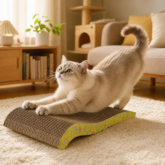 Arranhador para Gato Papelão Ondulado Curvo Antiestresse Lixa Unhas Resistente