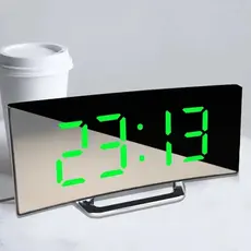 Relógio De Mesa Curvado Digital Led Despertador Alarme Temperatura Data Com Espelho