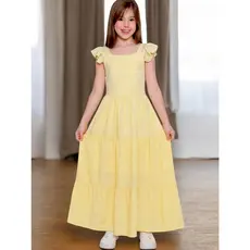 Vestido Longo Juvenil em Tecido Duna com Brilhos Festa Casual Meninas