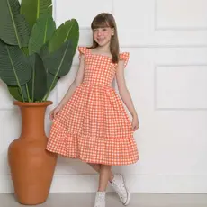 Vestido Infantil Rafaela Midi Xadrez - Elegância e Alegria para Pequenas Princesas!