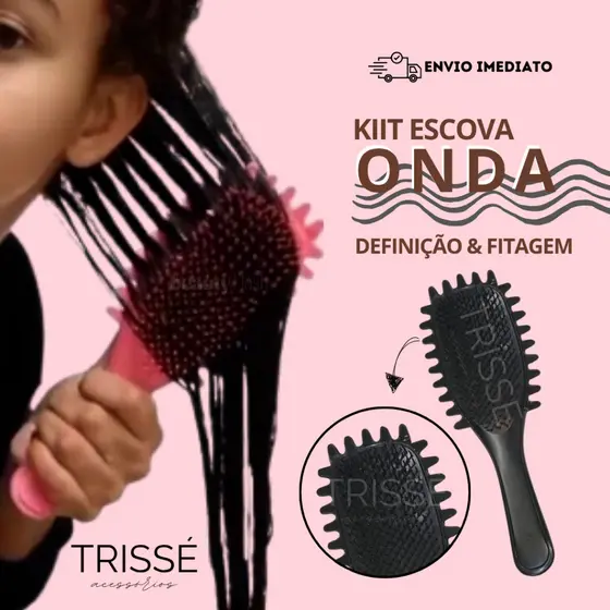Escova Modeladora Onda Beauty Flash Profissional para Definição de Cachos e Redução de Frizz