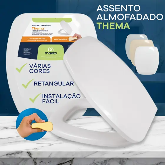 Assento Sanitário Almofadado Compatível Deca Celite Incepa Thema Confortável Resistente 6LPF 1.6GPF