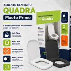 Assento Sanitário Soft Close Tampa de Vaso Tábua Quadrado Amortecedor Fechamento Suave Sabatini Aspen Ibiza 6LPF 1.6GPF