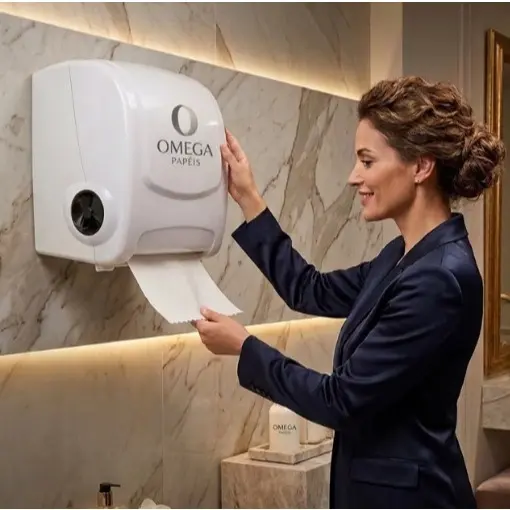 Toalha de Papel Omega Luxury em Bobina Auto Corte 100% Celulose Super Oferta Casa Bar Restaurante