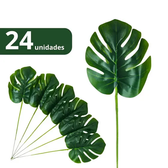 KIT 24 Folha Artificial Verde Planta Costela de Adão, Folhas Artificiais Para Decoração, Folha Artificial Decoração