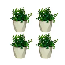 KIT 4 VASOS VASINHOS DECORATIVOS COM FLORES ARTIFICIAIS PARA CASA