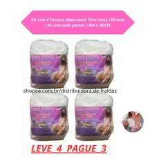 KIT 4 PACOTE ABSORVENTE PARA SEIOS HIGPRO 120 UNID ( DIA E NOITE )