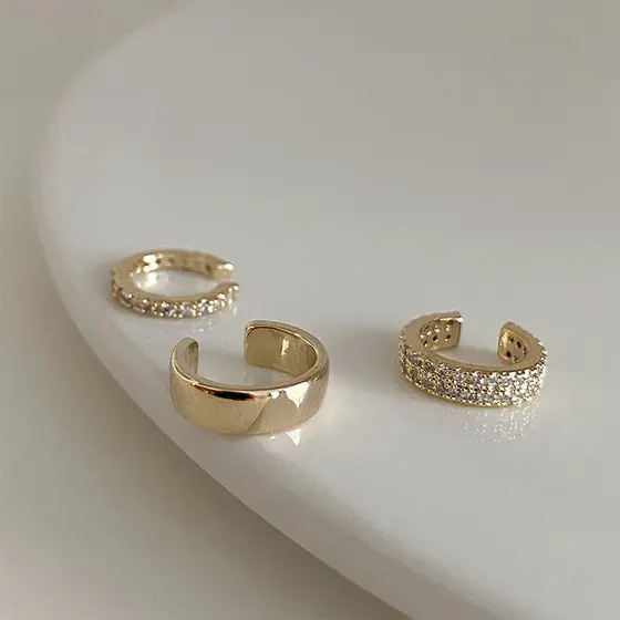 3 Pçs/Set Moda Delicados Zircon Bonito Clipe Brincos Feminino Fivela De Chinelo Sem Piercings Falso Cartilagem
