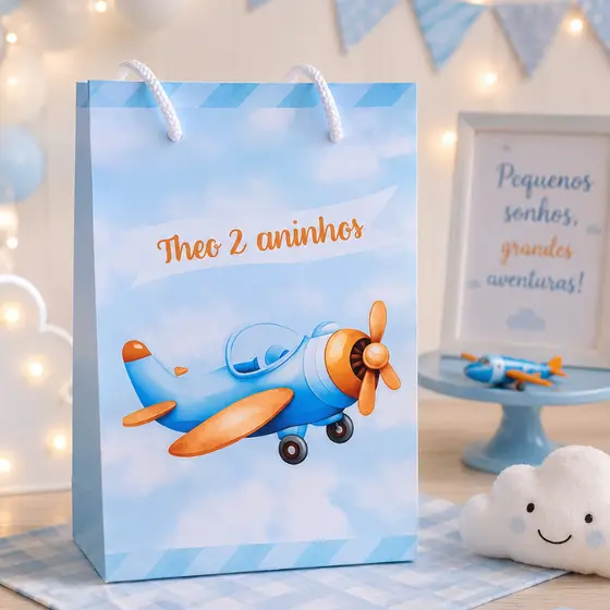 Sacolinha Personalizada - AVIÃO - AVIADOR - Sacolinha Surpresa | Lembrancinha Festa