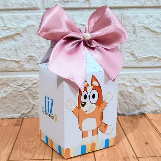 Kit Caixa Milk Personalizada BLUEY E BINGO - Lembrancinhas PEGUE E MONTE para festas, fáceis de montar.