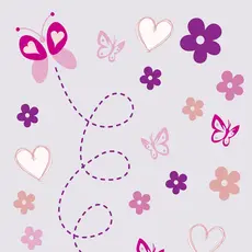 Papel De Parede Lavável Casual Teen Borboletas E Flores Lilás Adesivo Decoração Vinílico