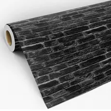 Papel de Parede Adesivo Tijolinho Tijolo Preto Realista Black Lavável Rolo de 3 Metros Sala Quarto