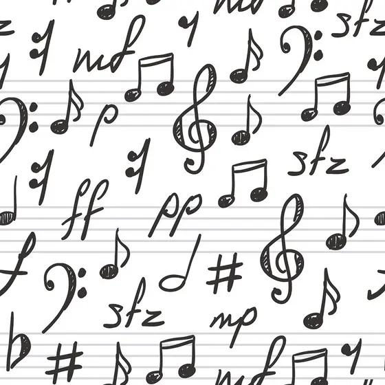 Papel De Parede Adesivo Musica Notas musicais Preto e Branco Adesivo Lavável - Pro Decor