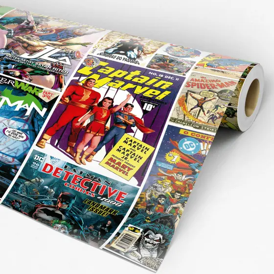 Papel De Parede Lavável Marvel Homem de Ferro, Quadrinhos Coloridos Lavável 3 Metros