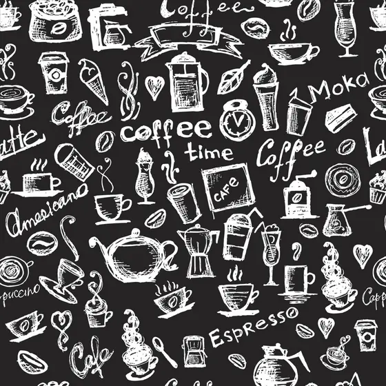 Papel De Parede Adesivo Lavável Casual Lavável Café Black Desenho Adesivo Decoração - Pro Decor