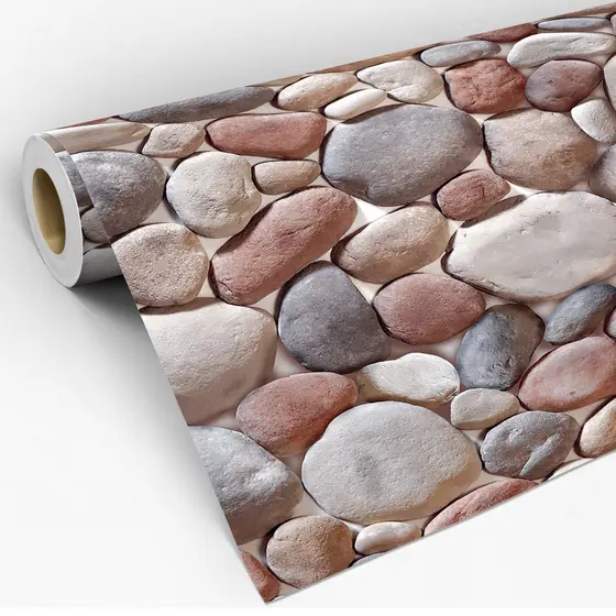 Papel de Parede Adesivo Pedras Canjiquinha Lagoas Tons Mesclados 3D Lavável 3 Metros - Pro Decor