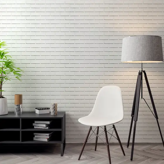Papel De Parede Adesivo Tijolinho Branco Tijolo A Vista moderno Branco Rolo de 3 Metros Lavável