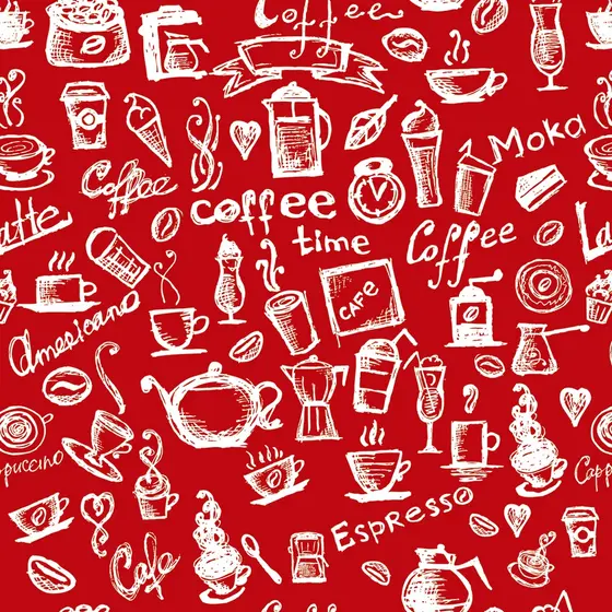 Papel De Parede Adesivo Lavável Casual Cozinha Gourmet Café Vermelho Adesivo Decoração Vinílico