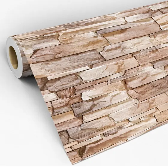 Papel De Parede Decoração Pedra Canjiquinha Cascalho Bege Rustico Adesivo 3D Lavável - Pro Decor