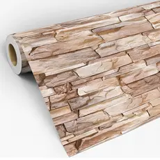 Papel De Parede Decoração Pedra Canjiquinha Cascalho Bege Rustico Adesivo 3D Lavável - Pro Decor