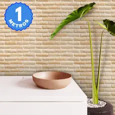 Papel de Parede Adesivo Tijolinho Areia Off White Tijolo Rústico Antigo Lavável Rolo de 1 Metros