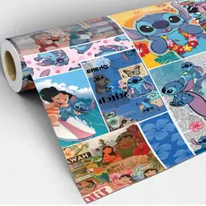 Papel de Parede Adesivo Lilo Stitch Infantil Super Colorido Quarto Lavável Rolo de 3 Metros Desenhos