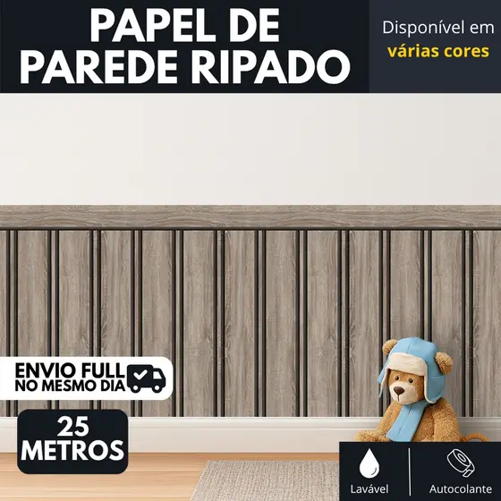 Papel de Parede Adesivo Ripado Verde Musgo Madeira Verde Rolo de 5 Metros Lavável