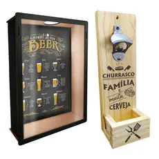 Quadro Porta Tampinhas Com Abridor De Garrafa De Parede