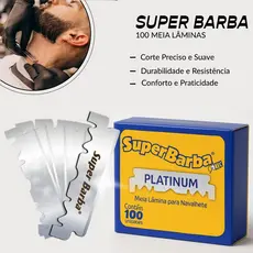 Lâmina De Barbear Super Barba Amarela PLATINUM Inox Com 100 Metades