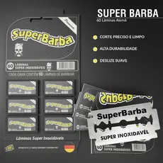 Cartela Lâmina De Barbear Inox Super Barba Premium Black Alemanha 60 un