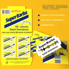 Cartela Lâmina De Barbear Inox Super Barba Premium Amarela  60 un
