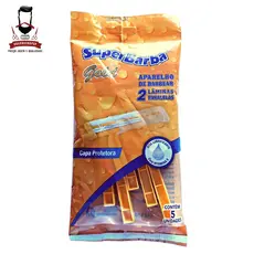 Aparelho Barbear Super Barba Amarelo Fita Lubrificante 5und