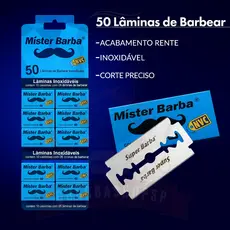 Lâmina De Barbear Mister Barba Cartela Com 50 Lâminas