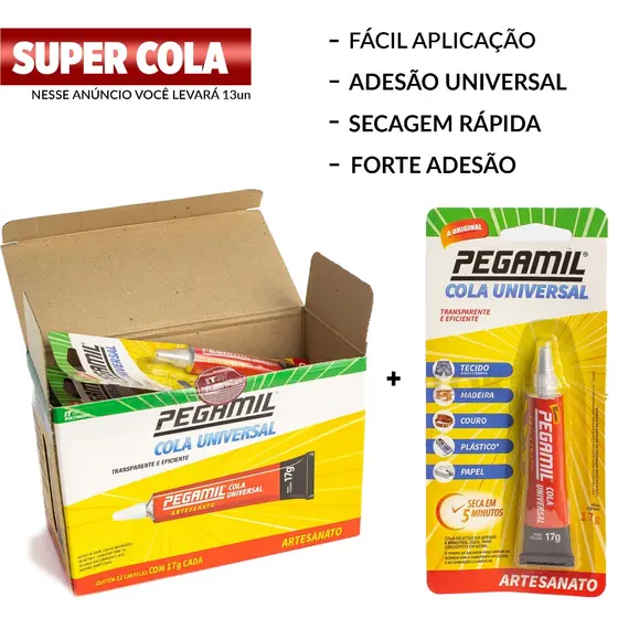 Cola Universal Pegamil 17g Caixa Com 13 Unidades