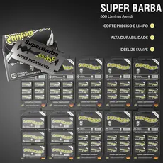 10  Cartelas Lâmina De Barbear Inox Super Barba Black Premium Alemanha 600 Unidades.