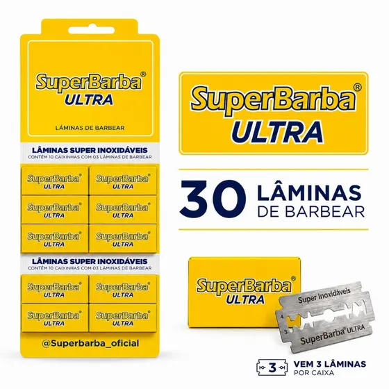 Cartela Lâmina De Barbear Inox Super Barba Ultra Amarela