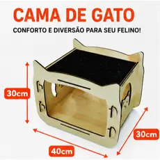 Cama Para Gato Casinha Para Gatos MDF Com Carpete Toca Pet Desmontável Casa De Gato 40x30x30cm