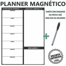 Imã de Geladeira Planner Semanal com Caneta Escreve e Apaga Planer