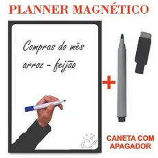 Imã de Geladeira Planner Semanal com Caneta Escreve e Apaga Magnético Tam 28x20cm