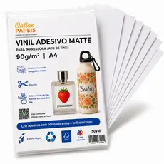 10 Adesivos Vinil A4 Matte Branco Fosco Jato de Tinta