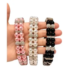 Coleira Pet Luxo com pérolas e strass - elegante