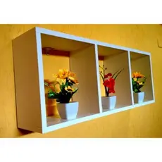 NICHO TRIPLO BRANCO 50x20x10 cm Prateleira Tripla Montado com kit Instalação Quarta Salá Cozinha Banheiro