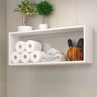 Nicho retangular na cor branco, uma unidade, para organização e decoração, para banheiro, quarto, sala, cozinha.