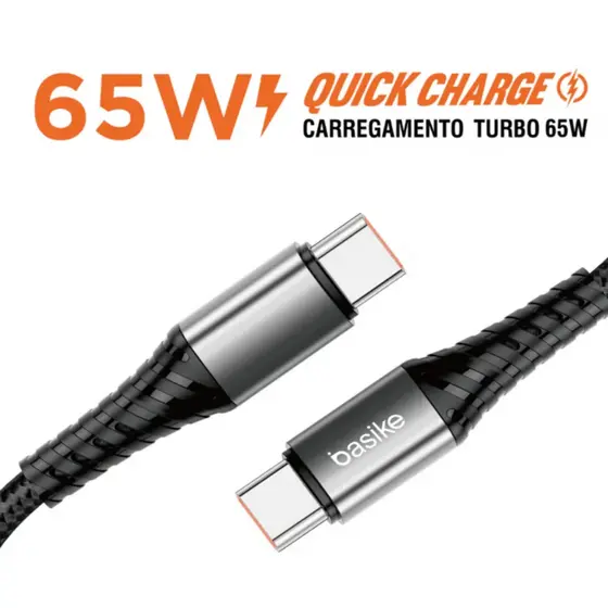 Cabo Carregador Turbo Com Display Digital Usb-c / Usb-c 65w