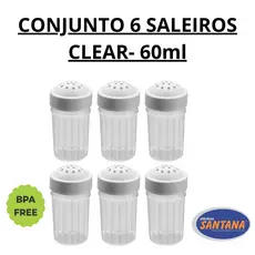 Conjunto Com 6 Saleiros Clear Resistente BPA Free 60 Ml