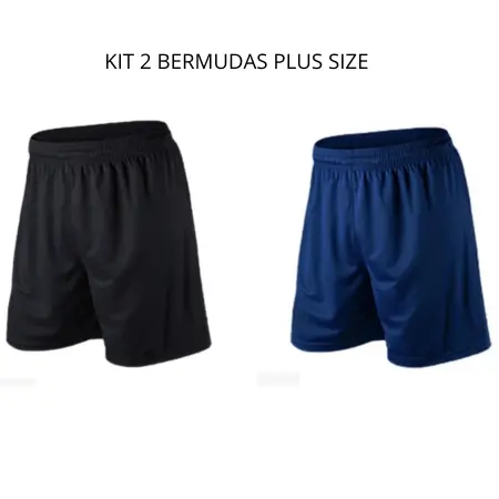 Kit 2 Shorts Masculino com Elastano Plus Size Academia Esporte Treino Bermuda Praia Básico Liso