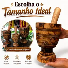 Socador de Alho Pilão de Madeira em Melhor Acabamento Triturador Café Pimenta Temperos