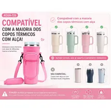 Porta Copo Térmico com Alça e Bolso  | Suporte para Garrafa e Copo com Alça Ajustável AGUA-126