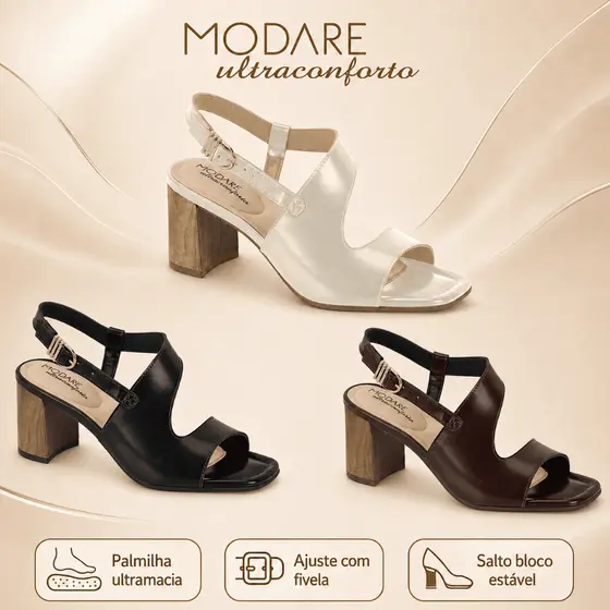 Sandália Feminina Modare Ultraconforto Salto Bloco Amadeirado Elegante