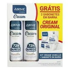 kit Above Cream Vanilla 72 Horas - 2 Desodorantes + 2 Sabonetes Grátes